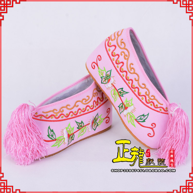 彭阳花旦鞋女绣花彩鞋 舒适款草花内高彩鞋